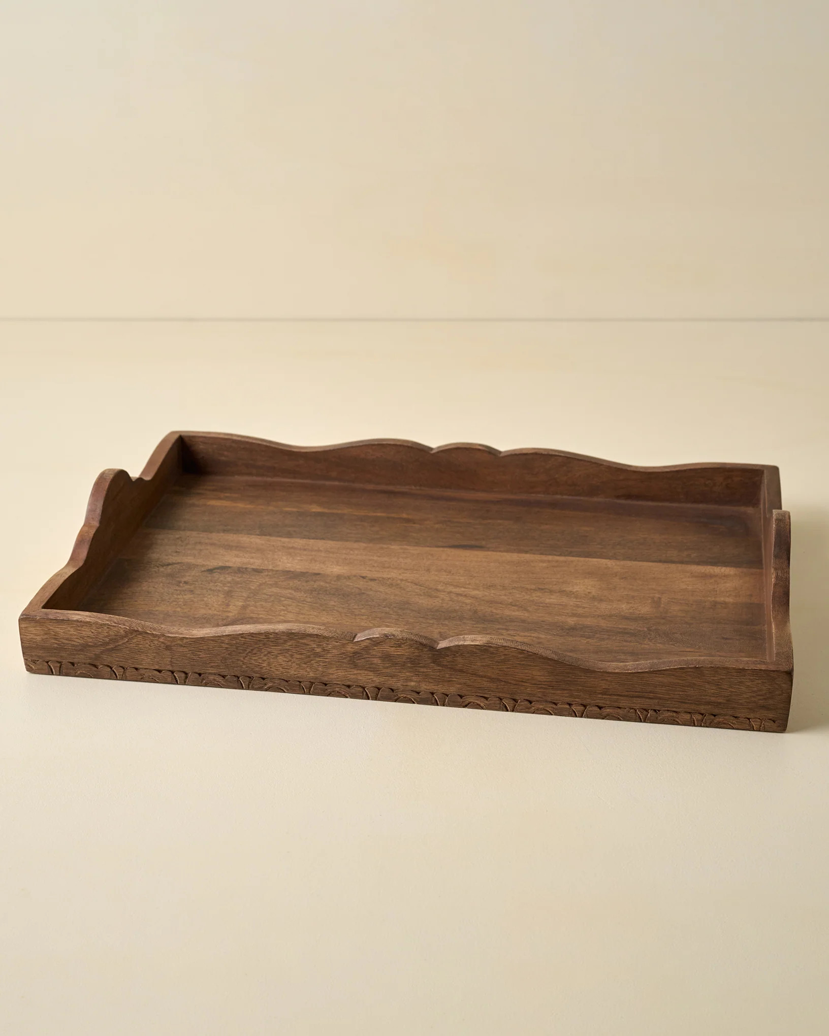 Caroline Carved Wood Scalloped Tray | Magnolia