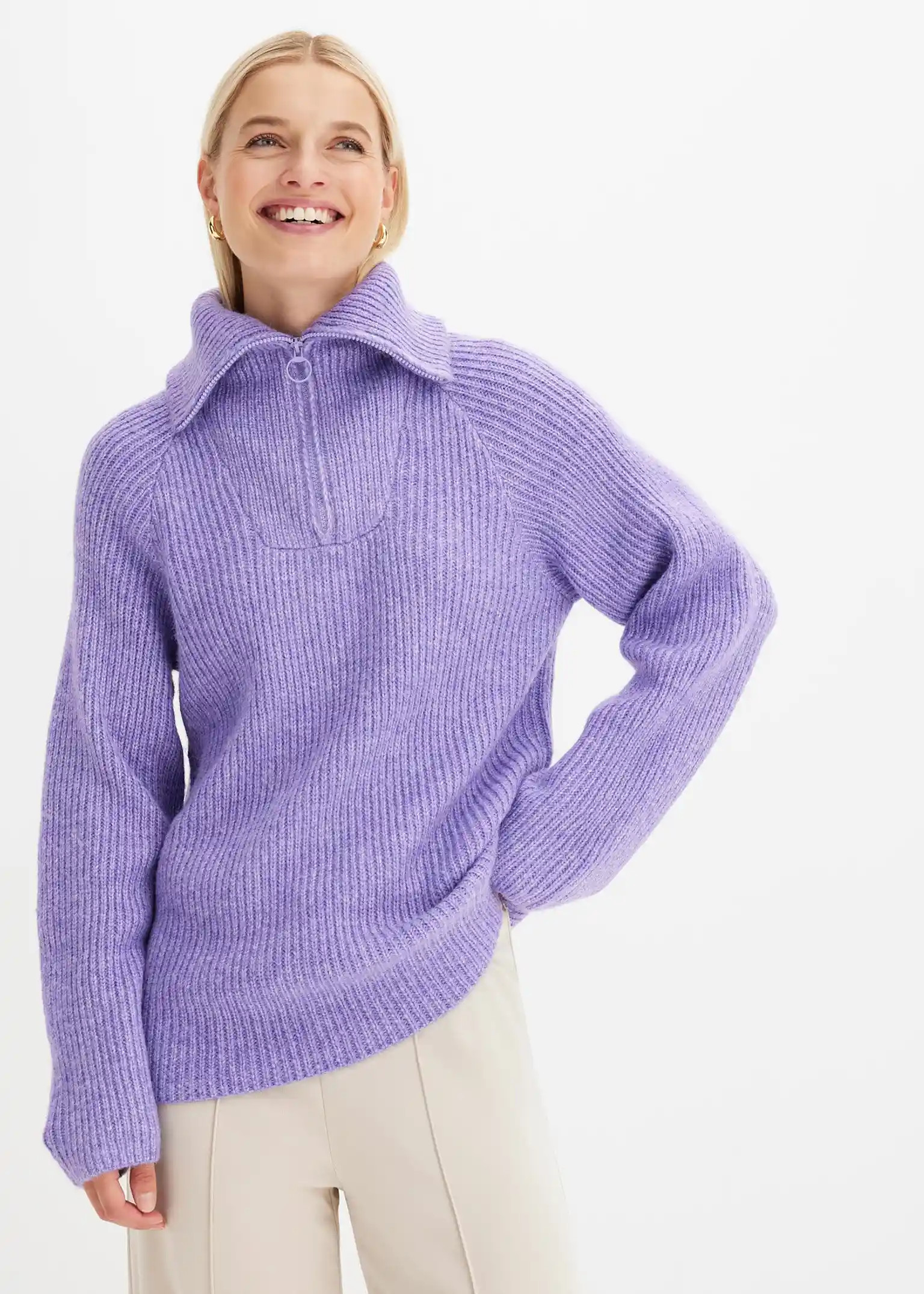 Maglione a coste con zip | Bonprix IT