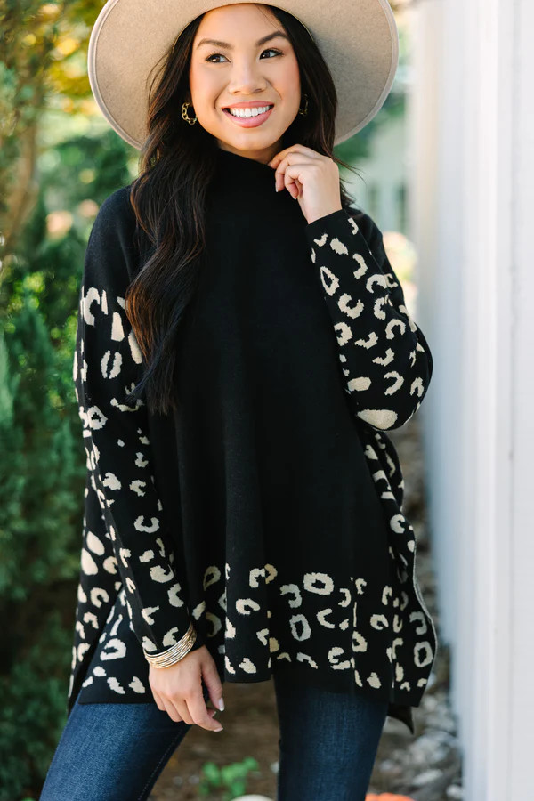 All In Theory Black Leopard Sweater Tunic | The Mint Julep Boutique