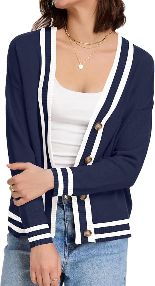 LOMON Women's Button Down Cardigan Sweaters Fall Long Sleeve Open Front Soft Cardigan Casual Loos... | Amazon (US)