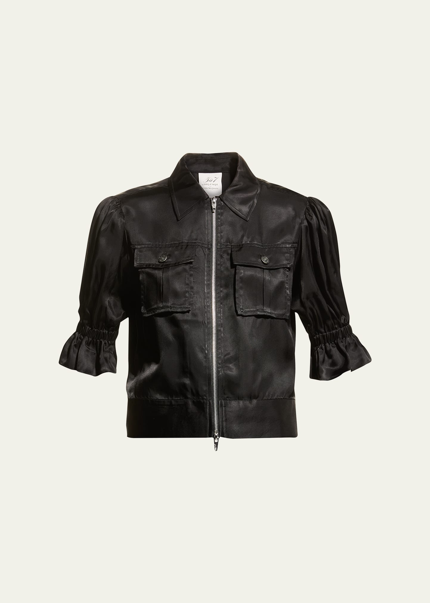 Cinq a Sept Holly Short-Sleeve Sateen Jacket | Bergdorf Goodman