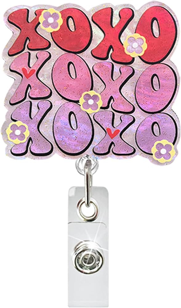 Retractable Badge Holder Valentines Badge Reel Cute Nurse Badge Reel Nursing Alligator Clip for O... | Amazon (US)