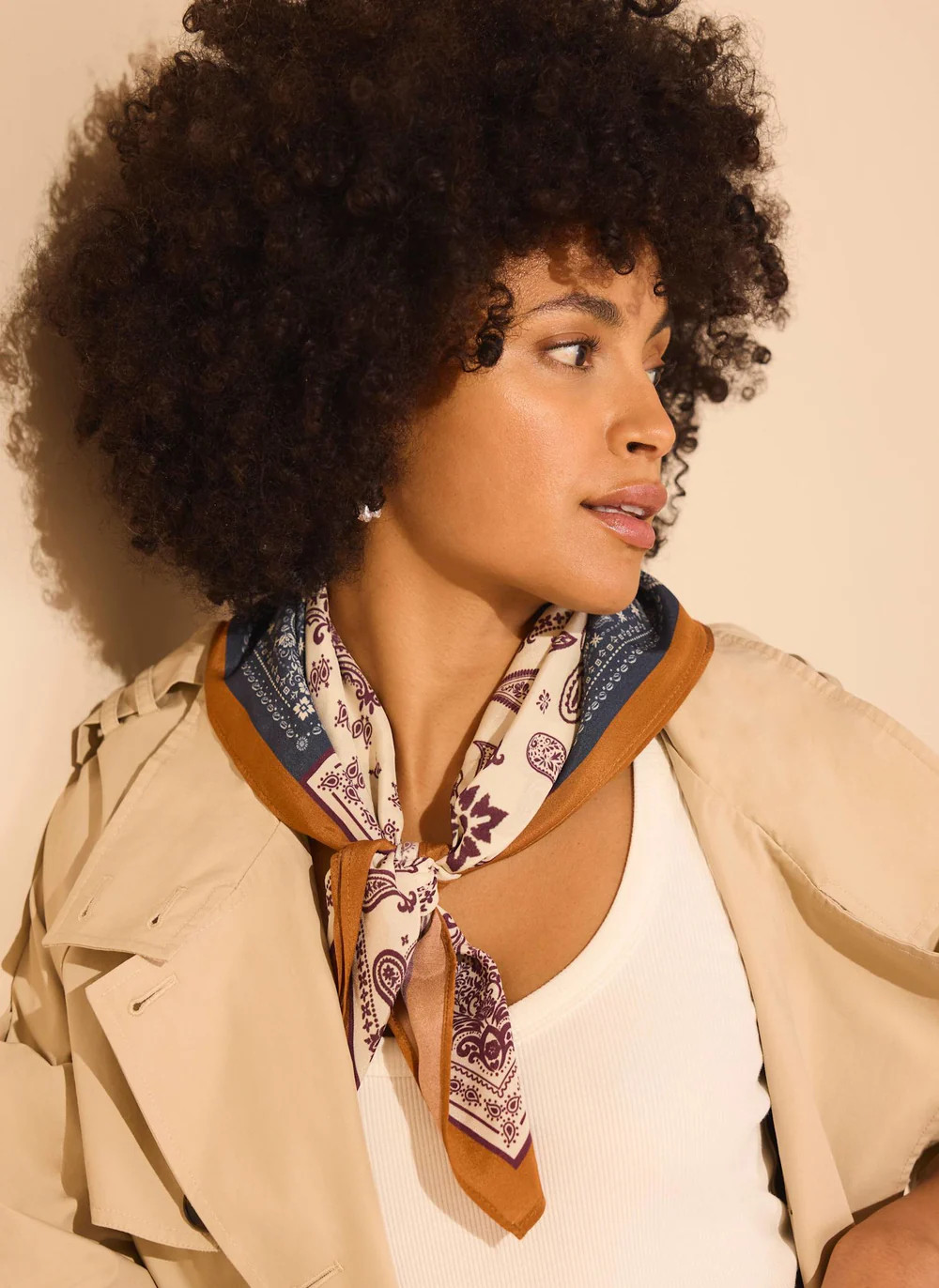 Navy Paisley Print Scarf | Mint Velvet