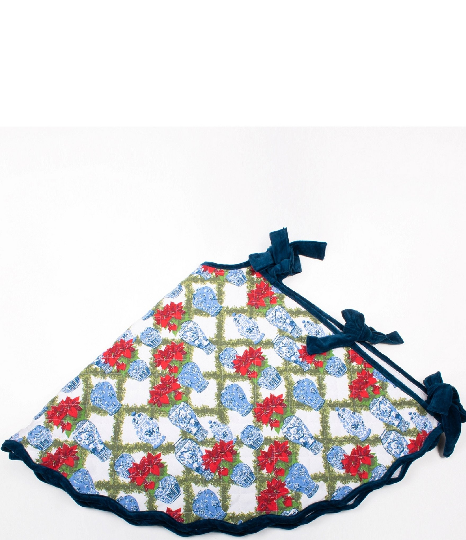 Chinoiserie Poinsettias Quilted Tree Skirt | Dillard's