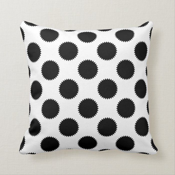 Black and White Fuzzy Polka Dot Pattern Throw Pillow | Zazzle