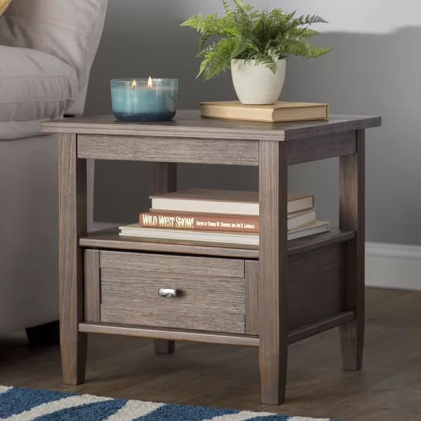 Nortonville 19.5'' Tall Solid Wood End Table with Storage | Wayfair North America