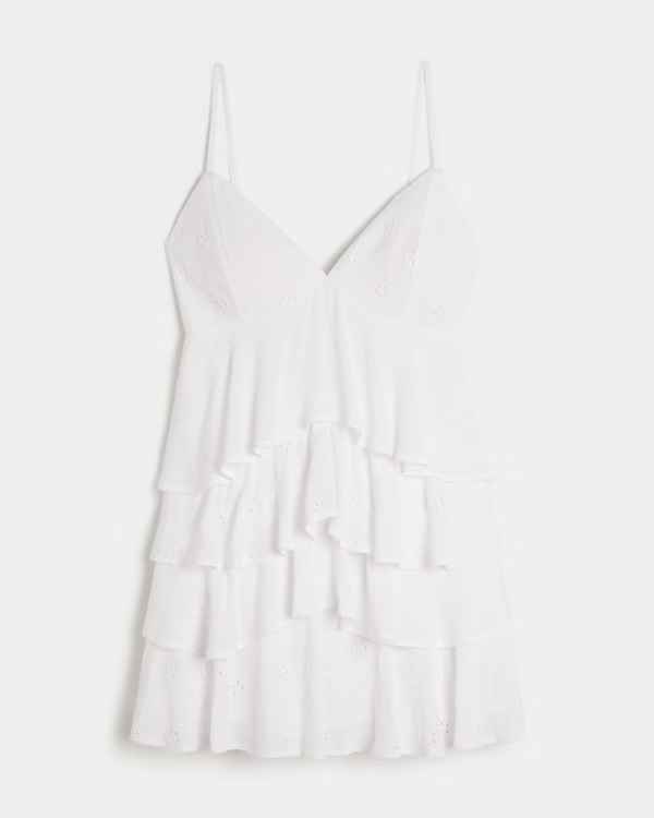 Women's V-Neck Ruffle Babydoll Mini Dress | Women's Dresses & Rompers | HollisterCo.com | Hollister (UK)