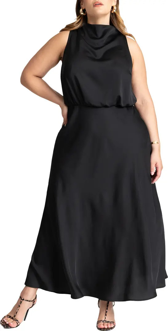 ELOQUII Draped Satin Maxi Dress | Nordstrom | Nordstrom