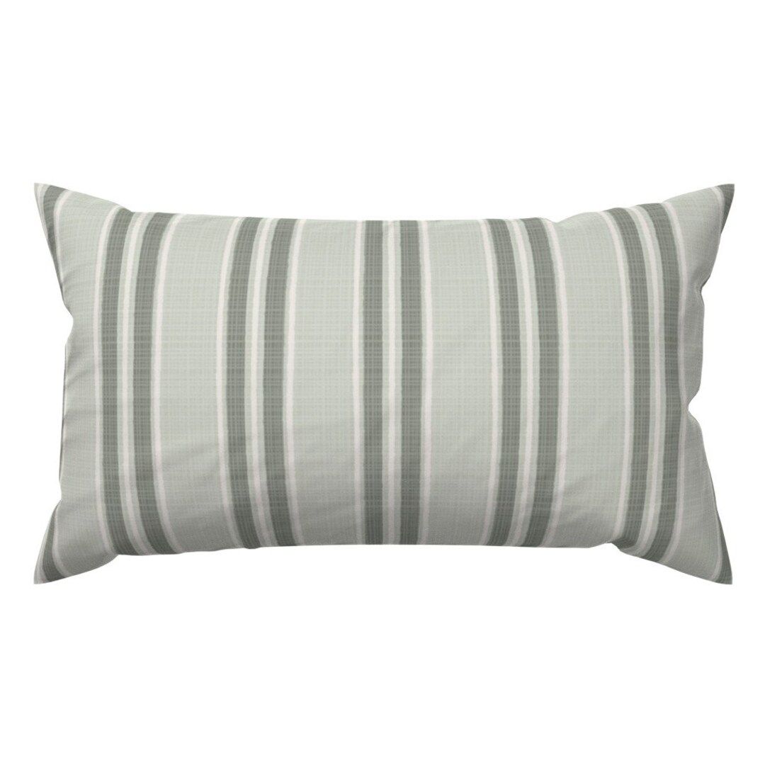 Stripe Accent Pillow - Sage Stripe by danika_herrick -  Green Ticking Granny Chic Cottagecore Rec... | Etsy (US)