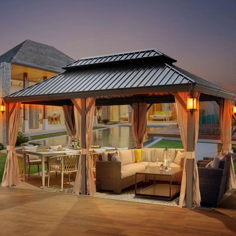 NOBLEMOOD 19.5 Ft. W x 12 Ft. D Aluminum Patio Gazebo | Wayfair | Wayfair North America