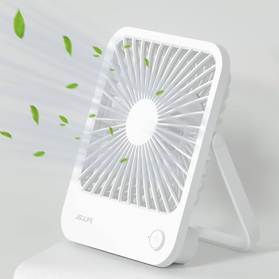 JISULIFE Desk Fan Battery Rechargeable, 4500mAh 180°Foldable Portable Personal Fan, 4 Speeds Adj... | Amazon (US)