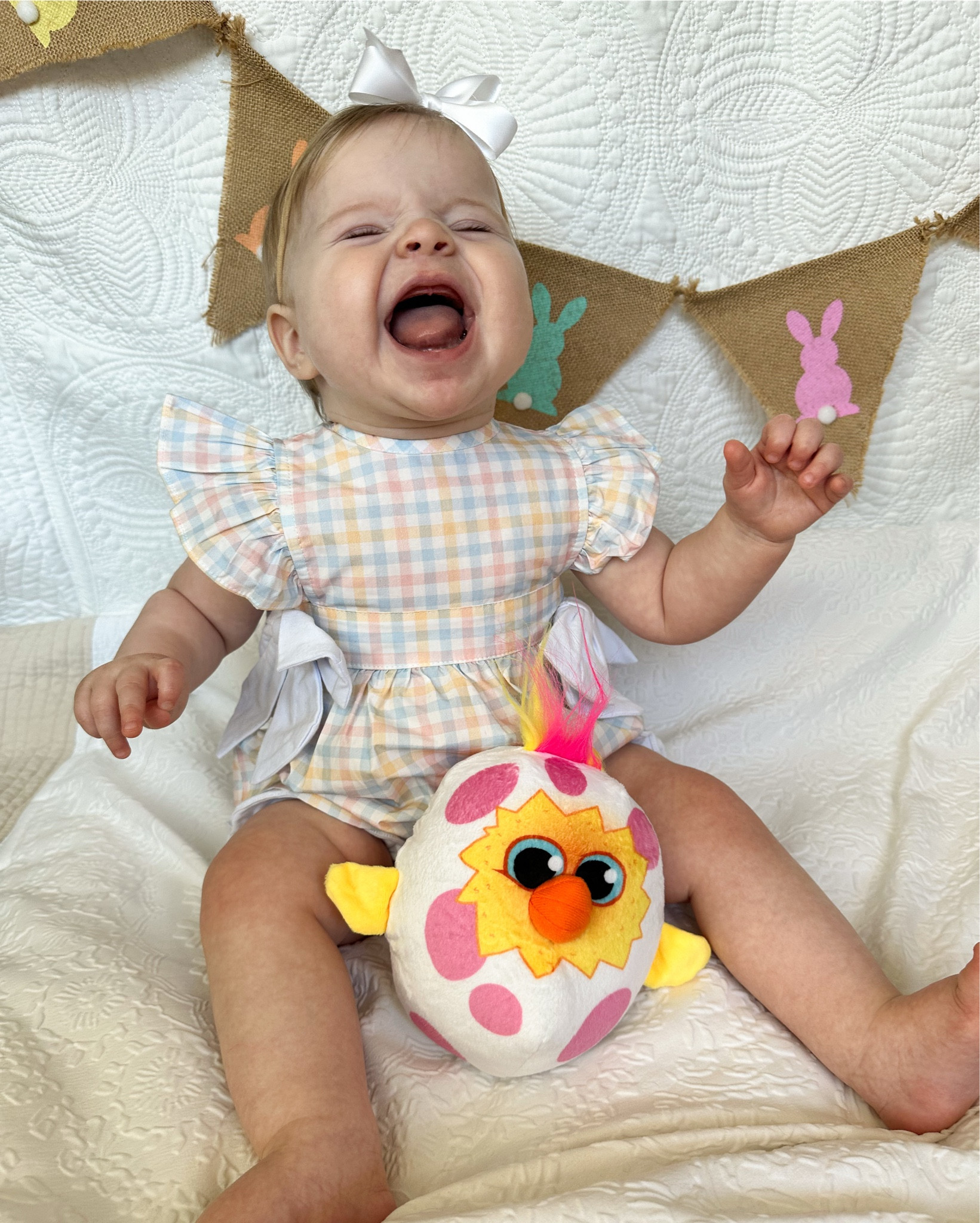 When I say that Move2Play really knocked it out of the park with these Easter toys, I mean it! Building Addison’s first Easter basket has been so fun and as she gets older I’m committed to screen-free play. She’s the biggest fan of bubbles, so the Bunny Bubble Blower was such a hit and I love that the bubble solution is included. And the adorable Egg Toss plush is the perfect toy as she grows. Right now, she’s obsessed with the hair, but next year she will be ready for our family egg toss thanks to this sweet game! 

Linked these two Easter toys and a few other favorites from Move2Play!

#ad

#LTKBaby #LTKFamily #LTKKids