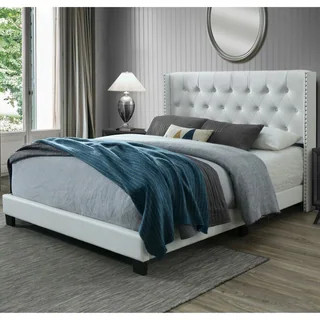 Bardy Queen Tufted Bed (White - Faux Leather - Queen) | Bed Bath & Beyond