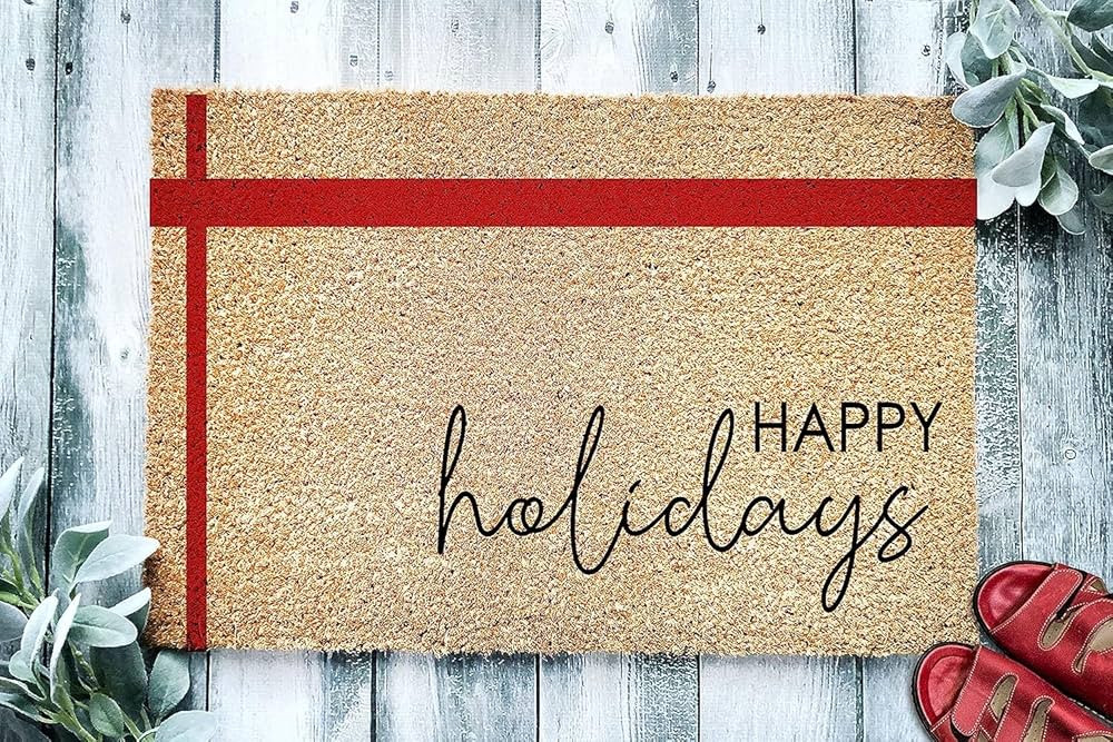 Happy Holidays Door Mat Christmas Doormat Merry Christmas Winter Decor Welcome Mat Holiday Doorma... | Amazon (US)