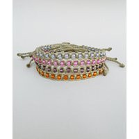 Macrame Glass Bead Bracelet Boho Chic Adjustable Bangle, Earthy Tones | Etsy (US)