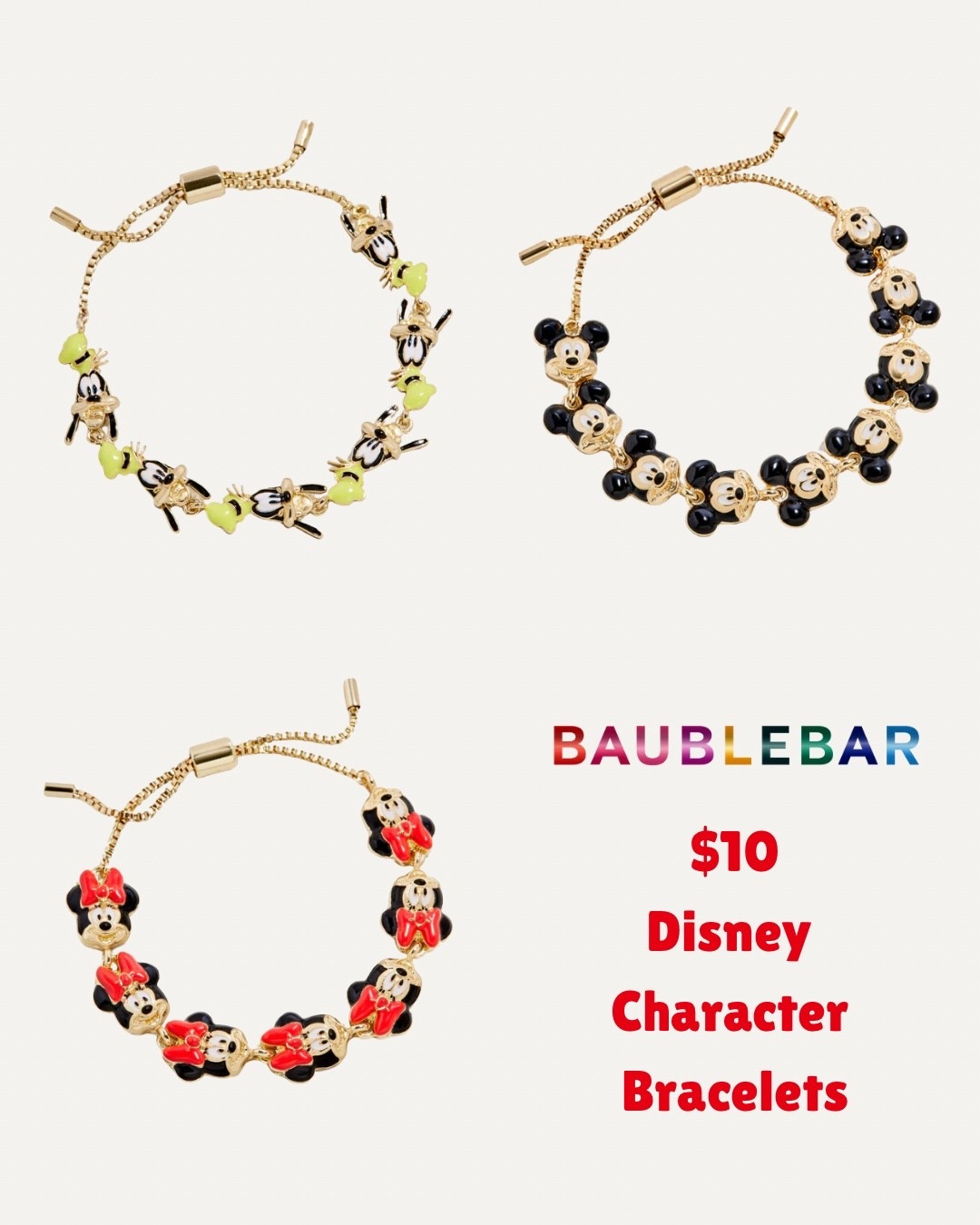New Disney character bracelets on sale! #baublebar #disney #disneystyle #disneyoutfit #disneyland #disneyworld #shopdisney #disneystore 