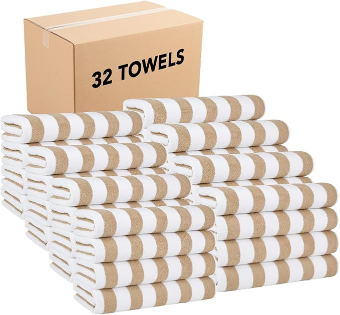 Arkwright Cabana Pool Beach Towel - (Case of 32) Bulk 100% Ring Spun Cotton Large Soft Quick Dry ... | Amazon (US)