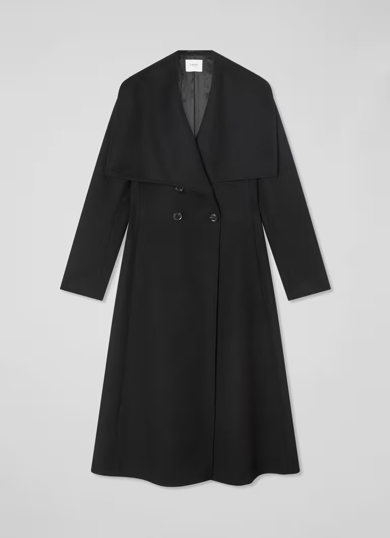 Rose Petite Black Collar Fitted Coat | L.K. Bennett (UK)