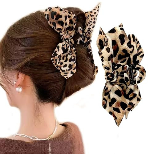 Leopard Hair Claw Clips for Women - Cheetah Print Hair Clips, Non-Slip Strong Hold Jaw Clips, Fashion Hair Accessories for Thick Hair, Brown Leopard Barrettes (Animal Print) | Amazon (US)