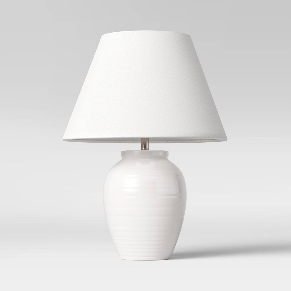 Turned Ceramic Table Lamp White - Threshold | Target