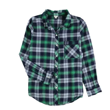 American Eagle Womens Plaid Flannel Button Down Pajama Shirt Blue Small | Walmart (US)