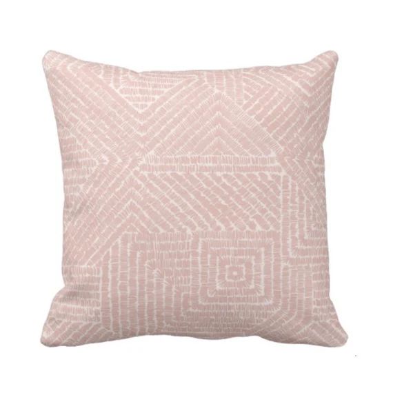 Tribal Geo Throw Pillow or Cover, Dusty Rose 16, 18, 20 or 26" Sq Pillows or Covers, Blush Pink G... | Etsy (US)