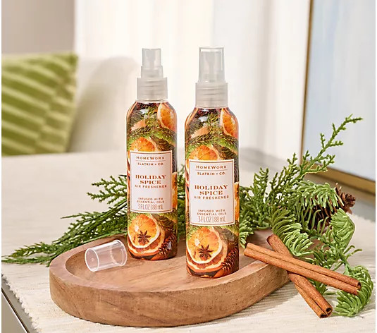 HomeWorx by Slatkin + Co. S/2 Holiday Travel Air Freshener Spray - QVC.com | QVC