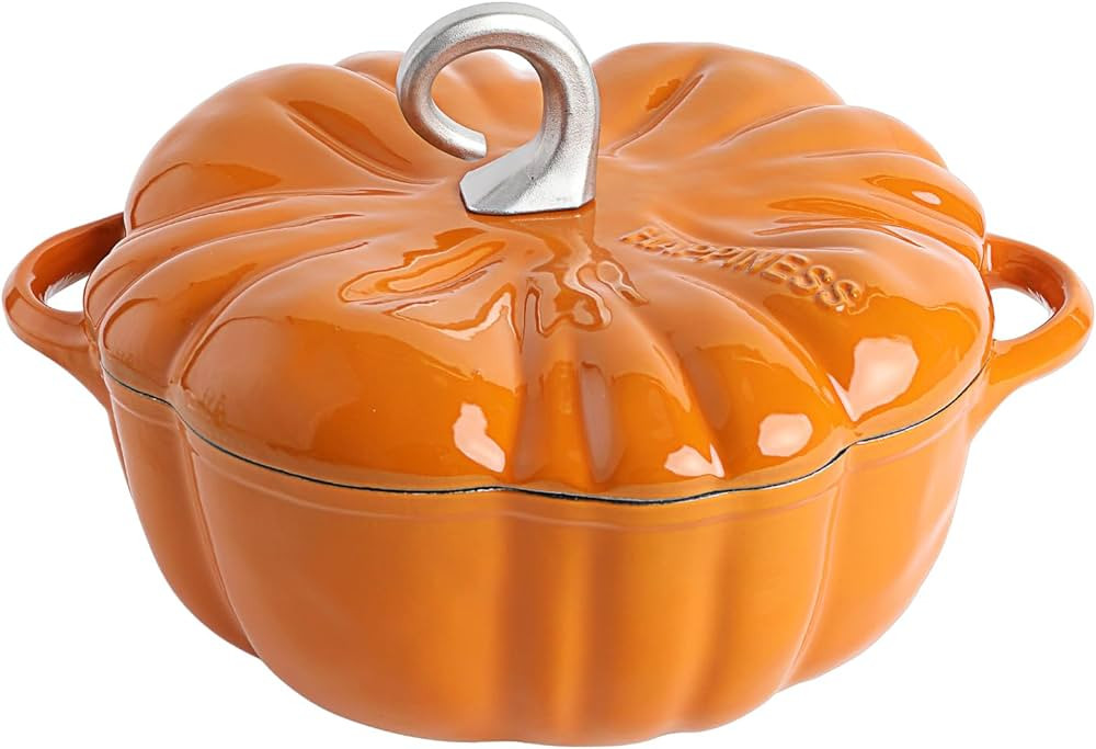 SOBEIT Pumpkin Cast Iron Dutch Oven, 3.5 Qt Pumpkin Dutch Oven Pot with Lid, Punpkim Shaped Ename... | Amazon (US)