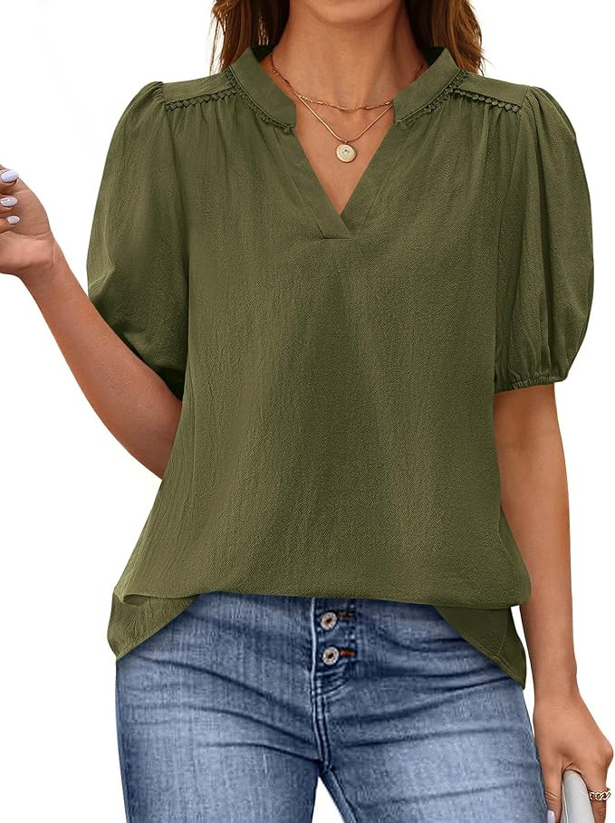 Soft Cotton T Shirts, Casual Loose Fit Tops, Fashion Pleated Back, Dressy Work Office Daily Wear,... | Amazon (US)