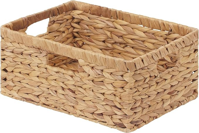 StorageWorks Large Rectangular Wicker Basket, Water Hyacinth Storage Basket with Built-in Handles... | Amazon (US)