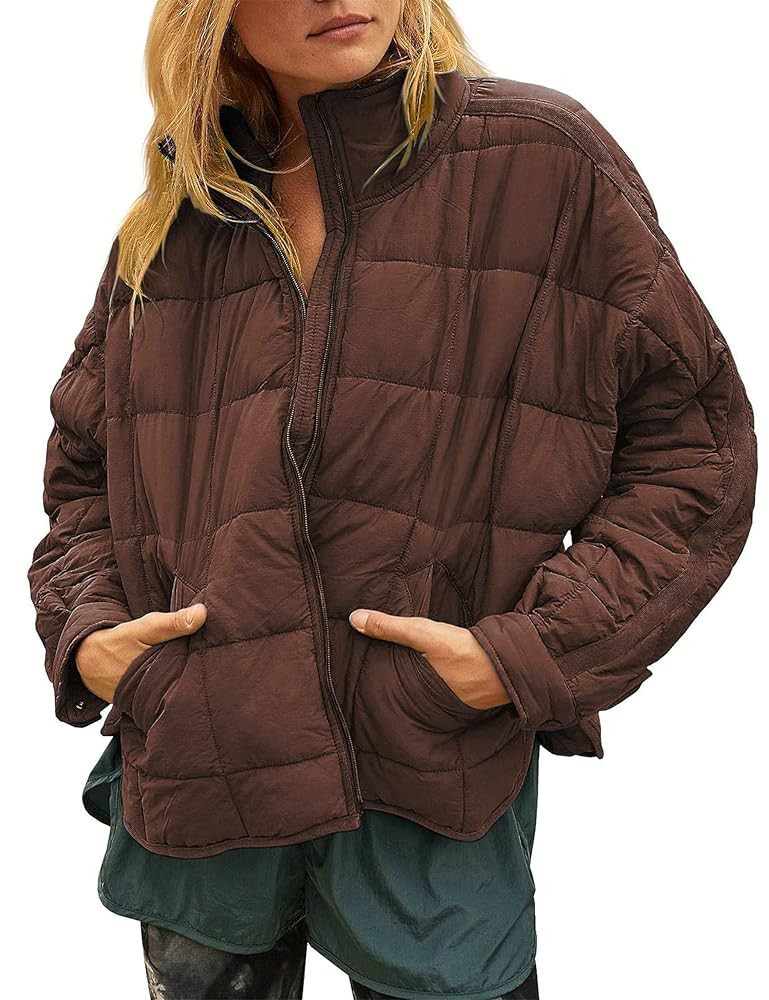 Huaqiao Womens Quilted Puffer Jackets Lightweight Zip up Short Winter Coat with Pockets | Amazon (US)