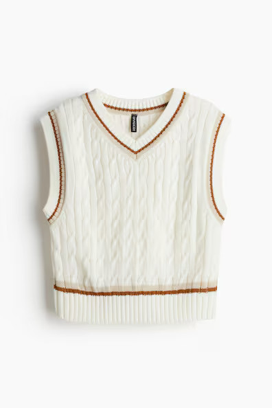 H & M - Cable-knit Sweater Vest - White | H&M (US + CA)
