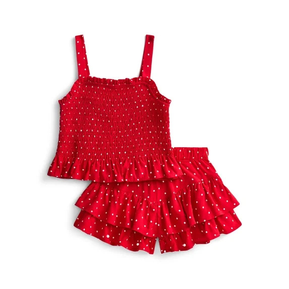 Wonder Nation Toddler Girls Tank Top and Shorts Outfit Set, 2-Piece, Sizes 12M-5T | Walmart (US)