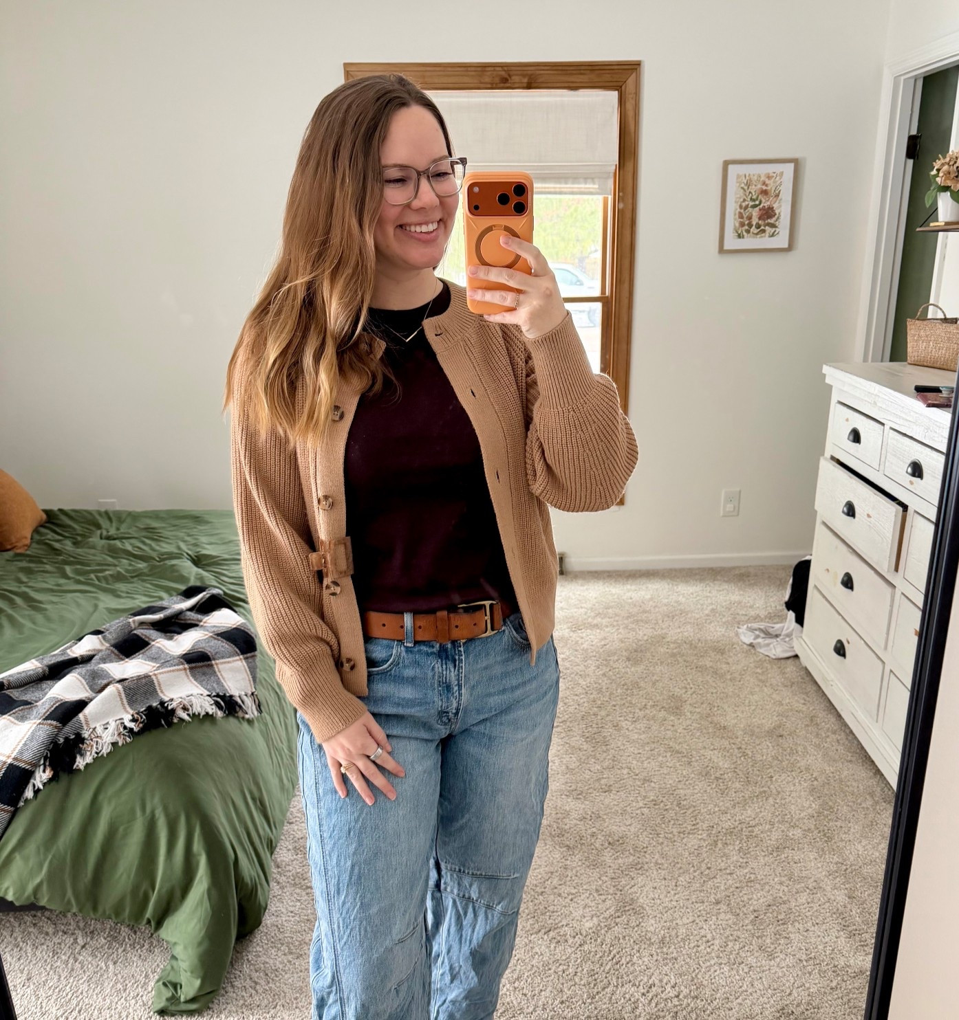 The most perfect everyday dark brown T 🤎 paired with my camel cardigan 🐫 & warm-toned belt! My outfit was simple but still felt put together and truly autumn 🫶🏻🍂🍁 

#LTKootd #LTKSeasonal #LTKSaleAlert