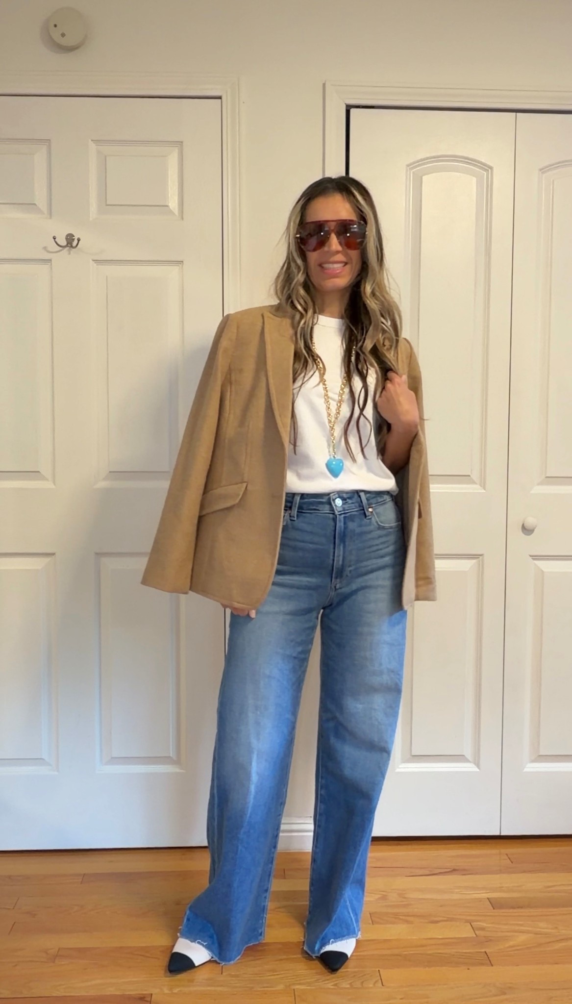 Wearing size 8 in Shetland wool camel blazer. I sized up two sizes

Jeans are size 27, my waist is 27. I always recommend trying two sizes in jeans and then pick the best for you. I can personally fit in 26 but I prefer loser fit it drapes better.

Chanel inspired pumps Kitten heels are true size and very comfy. 

 my white T-shirt is the best quality and so affordable highly recommend you get one also recommending sizing up because it will shrink in the dryer a bit.

I’m 5’5” 122 lbs 

My necklace can be worn long or double it to wear it shorter. It is a statement necklace.

How do you like this fall look and my style tips?

Follow on IG @justglow011 💋🥰



#LTKSaleAlert #LTKWorkwear #LTKFindsUnder50