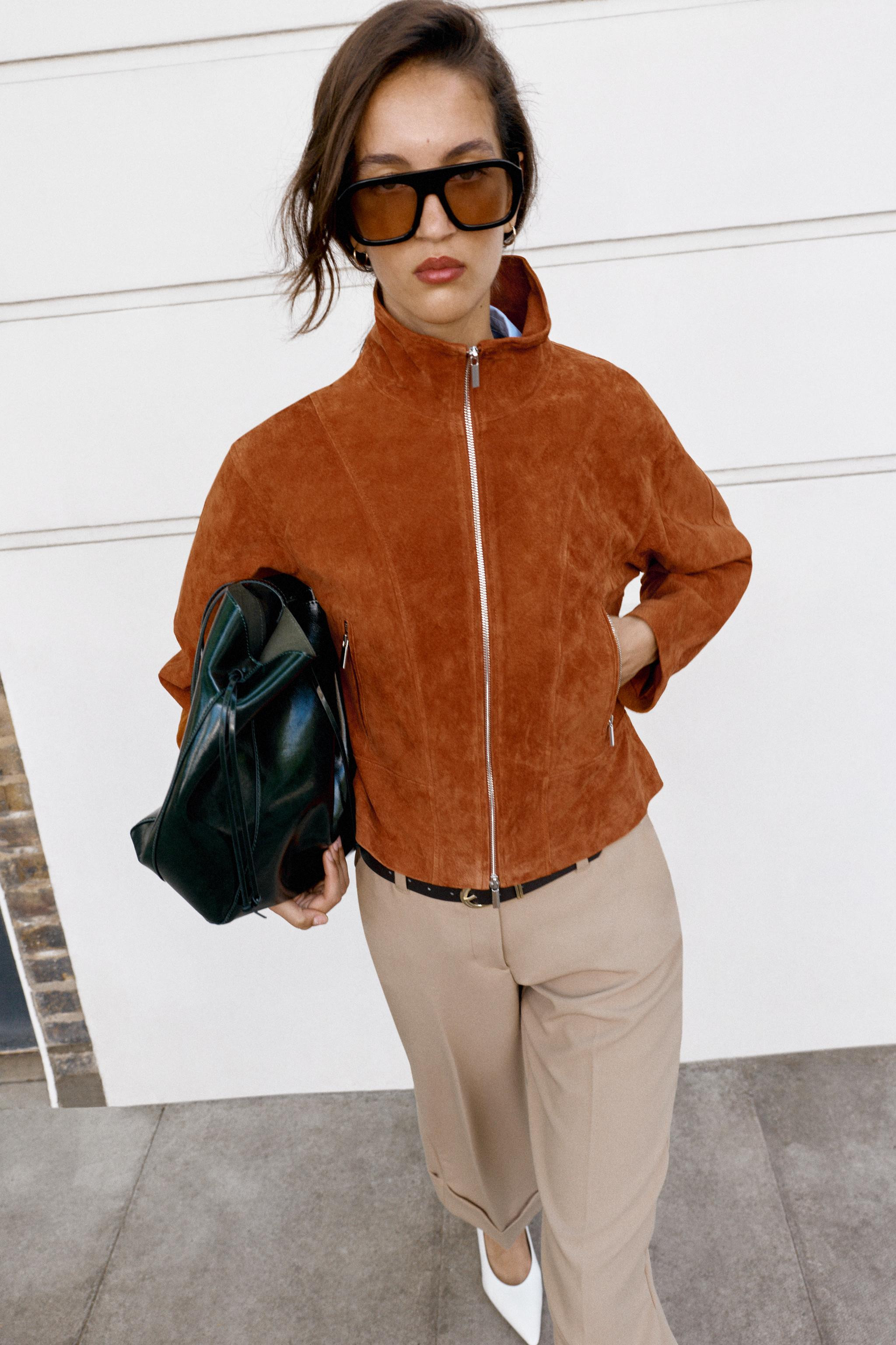 100% LEATHER STAND COLLAR JACKET | Zara US