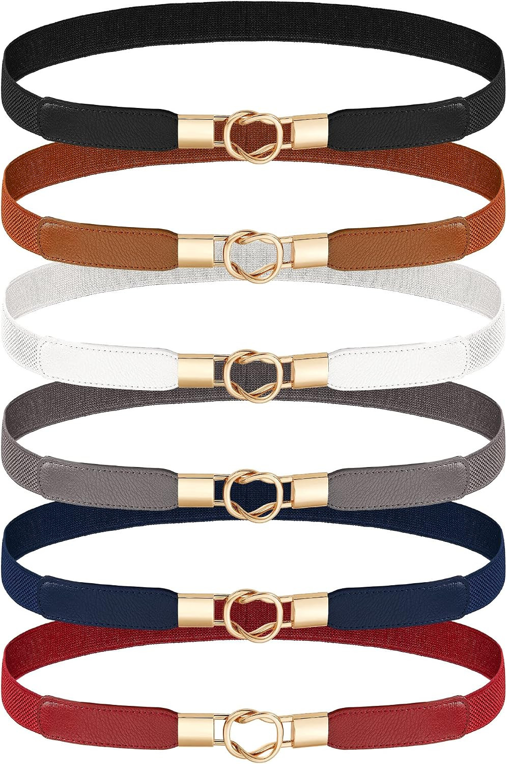 Foaincore 6 Pieces Skinny Women Belts for Women Belts for Dresses Elastic Waist Belt Retro Stretch Women Dress Belt Vintage Thin Stretchy Ladies Skirts Sweaters | Amazon (US)