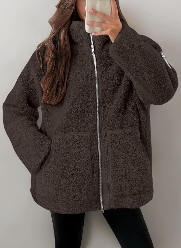 Teddy Fleece Jacket Women Ladies Lightweight Warm Full Zip Coat Breathable Ladies Coats Long Slee... | Amazon (UK)