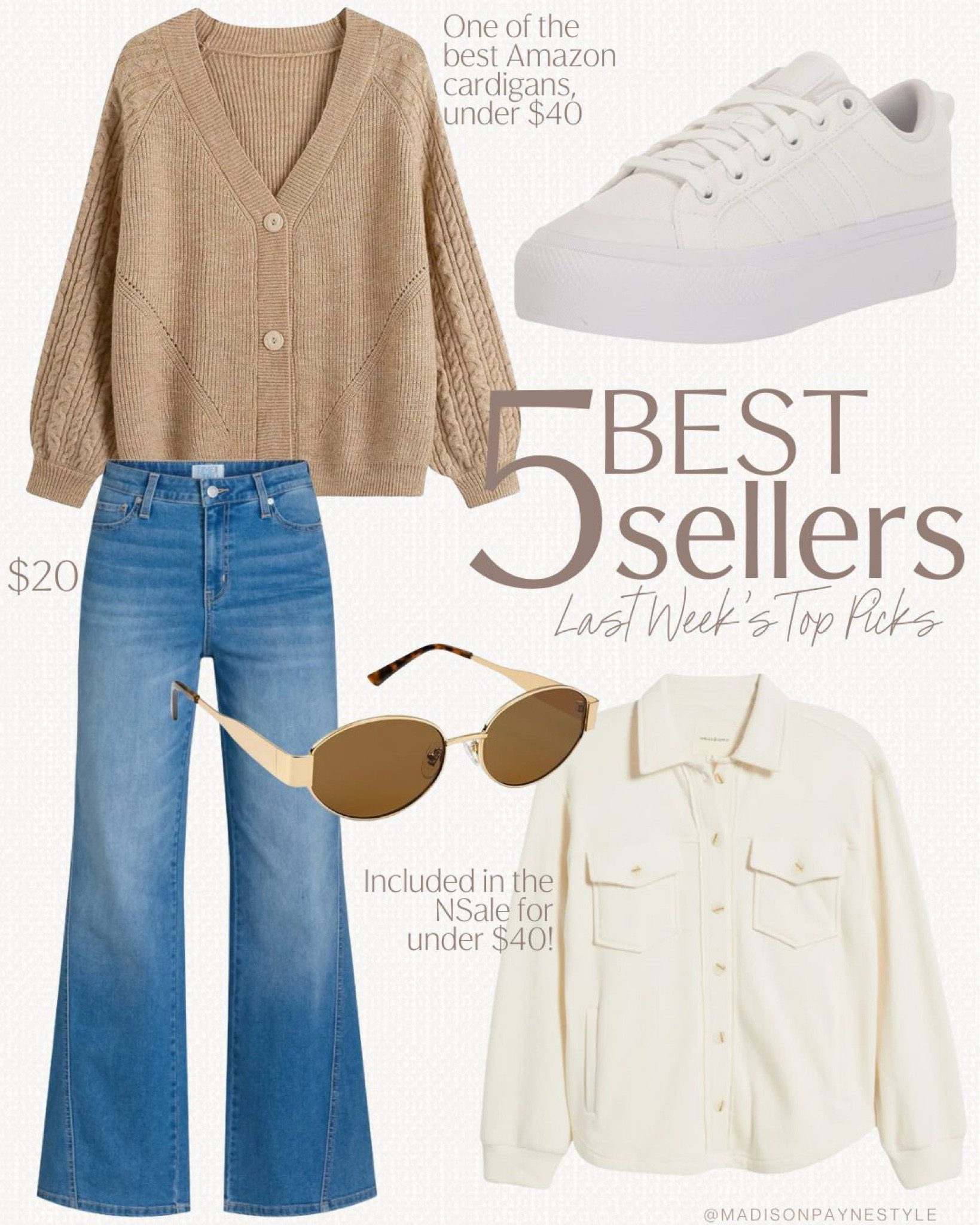 Last week’s best sellers include one of Amazon’s best cardigans, platform sneakers, $20 wide leg jeans, sunglasses, and a shacket currently included in the Nordstrom Anniversary Sale! 

Best sellers, Amazon cardigan, Walmart jeans, sneakers, Amazon sunglasses, shacket, Nordstrom sale, nsale, Madison Payne

#LTKFindsUnder100 #LTKStyleTip #LTKSeasonal