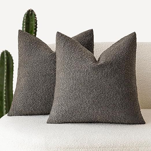 Foindtower Pack of 2 Textured Boucle Throw Pillow Covers Accent Solid Decorative Pillow Cases Coz... | Amazon (US)