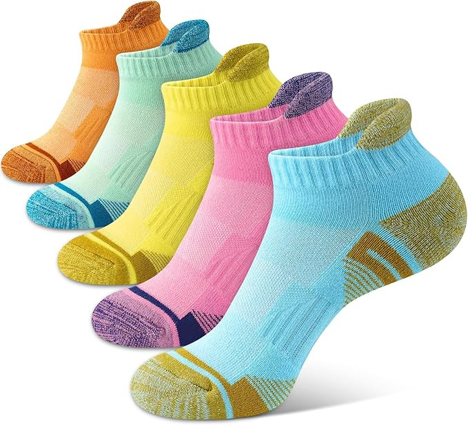 Womens Ankle Running Socks Cushioned Anti-Blister Comfort Athletic Socks (5 Pairs) | Amazon (US)