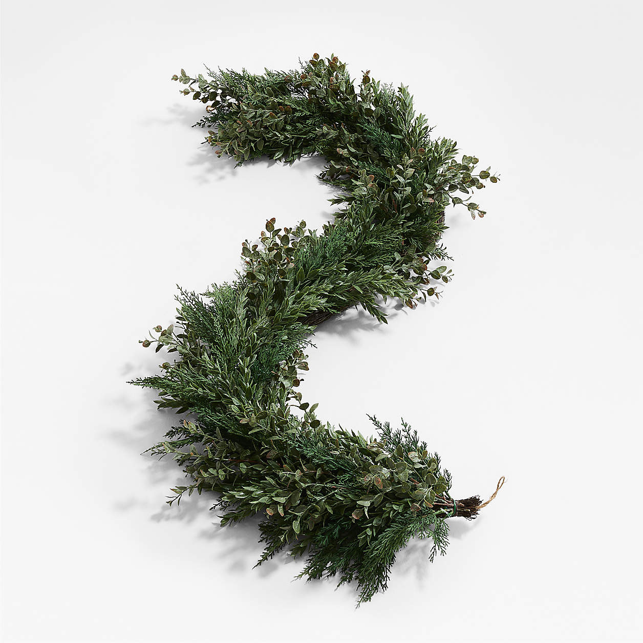 Faux Pre-Lit Cedar & Boxwood Garland 6' | Crate & Barrel | Crate & Barrel