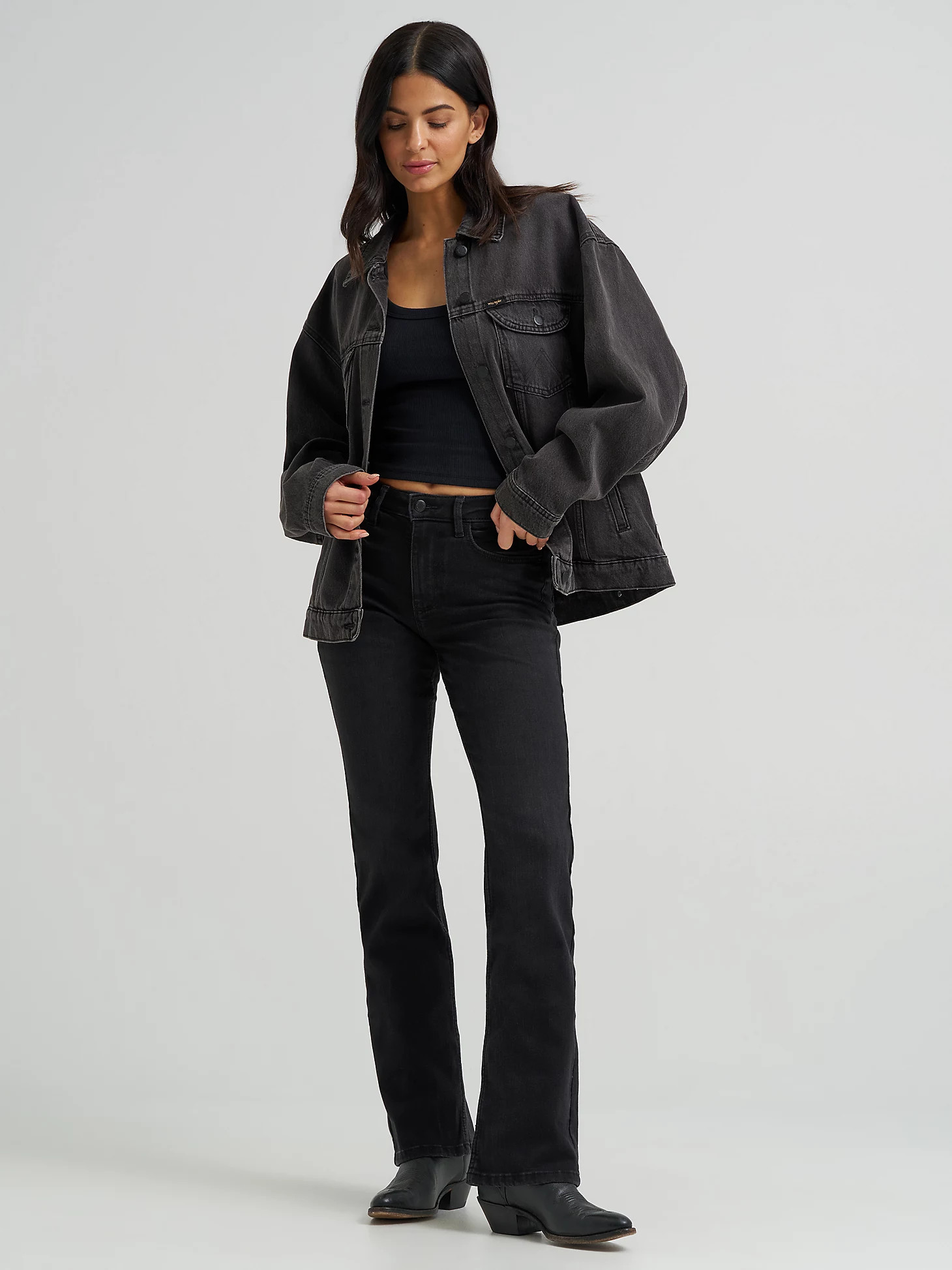 Women's Wrangler® High Rise Bold Boot Jean in Black | Wrangler