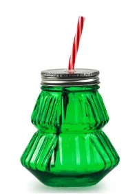 Holiday Time 24 Ounce Green Glass Christmas Tree Beverage Sipper | Walmart (US)