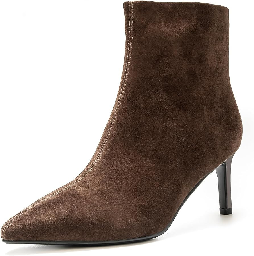 ONEENO Women's Classic Pointed Toe Heels Suede Ankle Boots | Amazon (US)