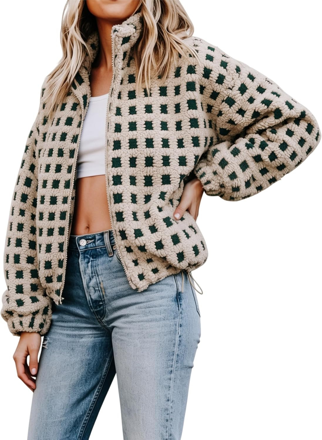 Lianlive Women Winter Fleece Jacket Long Sleeve Zip Up Fuzzy Sherpa Coats Womens Warm Outwear with Pockets | Amazon (US)