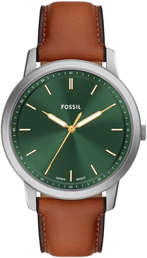 Fossil Men's Minimalist Three-Hand Brown Leather Watch | Amazon (US)