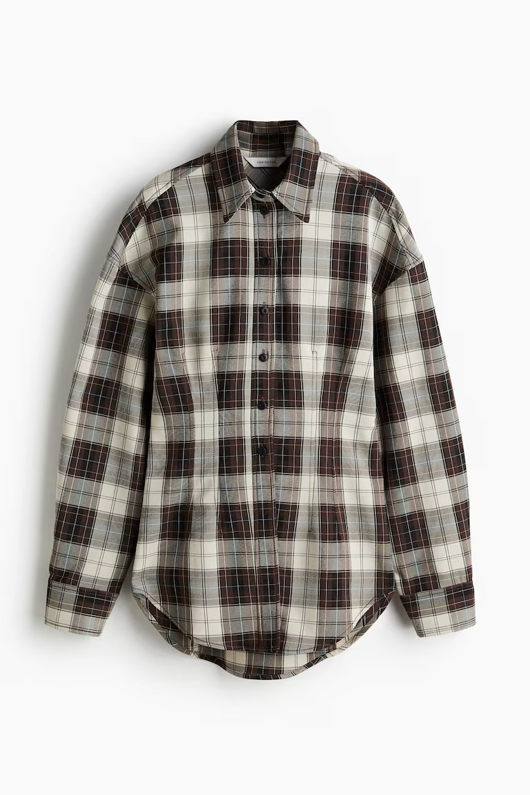 H & M - Chemise cintrée en twill - Beige | H&M (FR, IT, ES, PT, BE)
