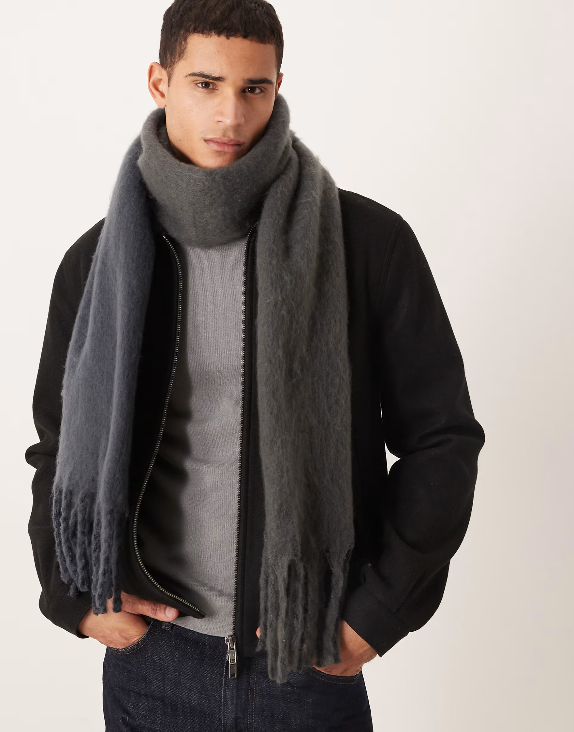 ASOS DESIGN woven grey ombre scarf | ASOS (Global)
