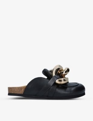 Chain-embellished leather loafers | Selfridges